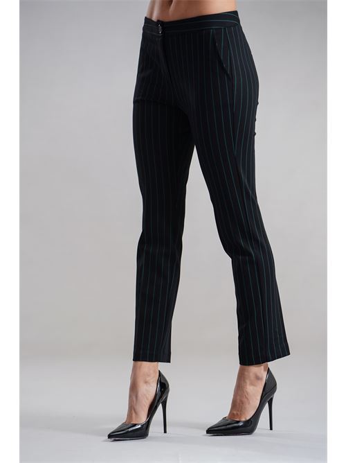 Pantalone gessato GM by Gai Mattiolo | GM3579NERO/VERDE